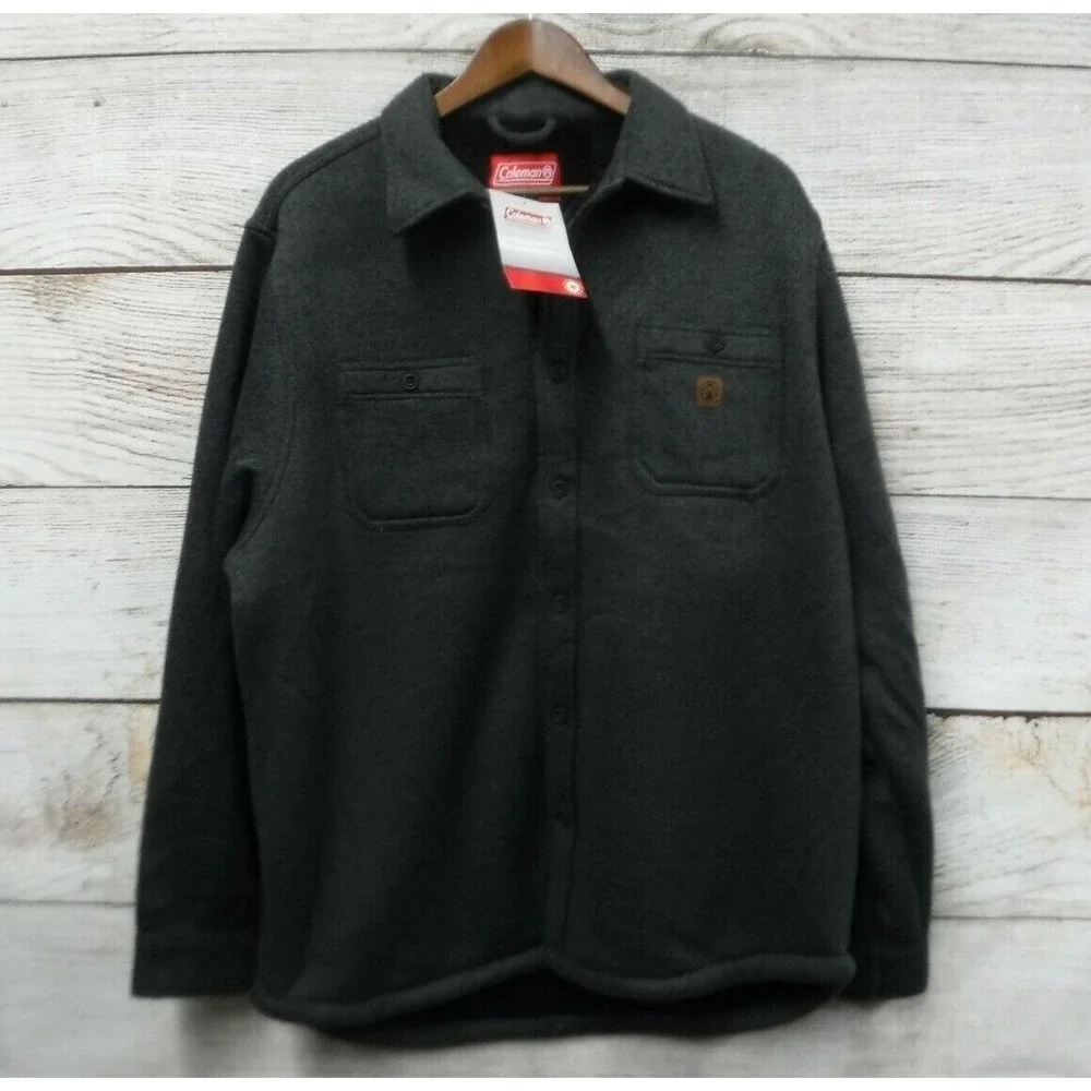Coleman Bonded Sweater Mens XL Grey Button Down Heavy Fleece Sweater Coat New